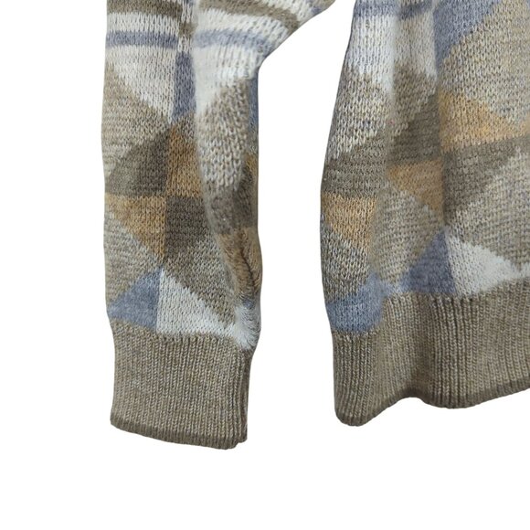 Vintage Janzen Sweater XL Brown Gray Sweater Geometric Diamond Pattern Knit - Picture 5 of 15